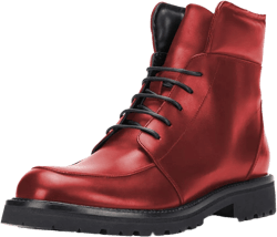 YDN Women Classic Round Toe Lug Sole Combat Ankle Boots Trendy Lace Up Chunky Low Heel Dress Booties Shoes 9 Red