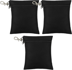 Shappy 3 Pcs Golf Tee Bag 6.69 x 5.51 Inch Zipper Ball Clip Pouch Utility Tee Holder with Metal Lobster Claw Clip Golf Valuables Pouch Accessory Bag for Men Women(Black)