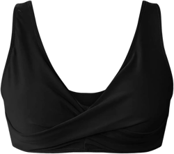 Generic Women's Bikini Tops Ladies Padded Swimsuit Top Criss Cross V Neck Bras Push Up Bra Athletic Bathing Suit Sports Bra Large Black