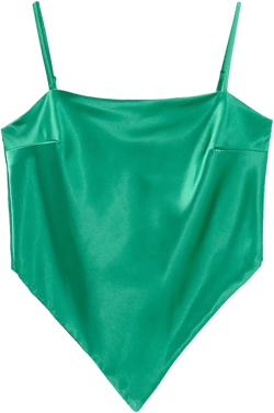 Women's Paisley Print Tie Back French Knot Hanky Hem Spaghetti Straps Handkerchief Cami Bandana Tube Crop Top Irish Green Medium