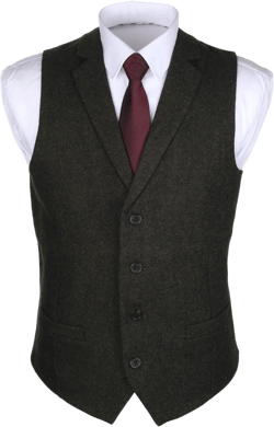 Ruth&Boaz 2Pockets 4Buttons Wool Herringbone Tweed Tailored Collar Suit Vest XX-Large Tweed Olive