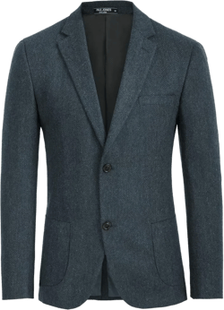 PJ PAUL JONES Mens Tweed Blazer Vintage Wool Blend Blazers Herringbone Two Button Sport Coat Small Navy Blue