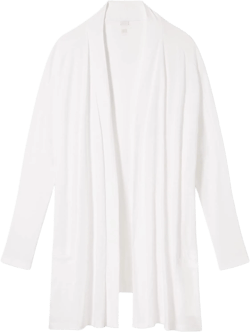 Lunya - Organic Pima Cotton Short Cardigan - Versatile Sleepwear - Oversized Fit with Pockets - Short Cardigans for Women One Size Sincere White