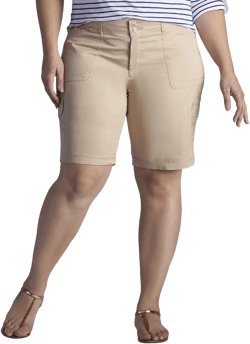 Lee Women's Plus Size Relaxed-fit Avey Knit-Waist Cargo Bermuda Short 18 Plus Café