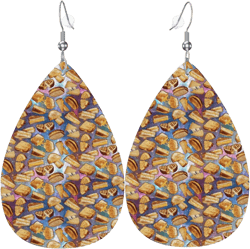 Space Grilled Cheese Pattern Leather Earrings Double-Side Printed Teardrop Dangle Eardrops For Women Teen Girls