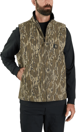 Carhartt Men's Rugged Flex Duck Loose Fit Sherpa-Lined Camo Mock-Neck Vest Mossy Oak Bottomland Camo XX-Large