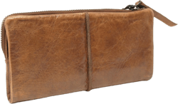 Latico Women’s Andi Leather Wallet Handcrafted Zippered Lady Clutch - Phones, Bills, IDs, Card Holder & Organizer; Classic Purse Features Dual Magnetic Snaps, Rear Zippered Pocket - Cognac