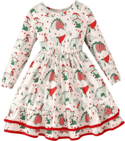 Little Girls Fall Winter Long Sleeve Crewneck Part𝐲 Dress Holiday Christmas Dress for Toddler Toddler Wedding Dress Red 5-6 Years