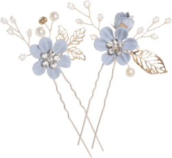FRCOLOR Flowers Hair Clips Wedding Set Bridal Hair Pins Elegant Rose Hair Accessories for Women u Shape Hairp 1 Count (Pack of 1) Sky-blue