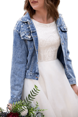 Pearl Turn Down Collar Denim Jacket