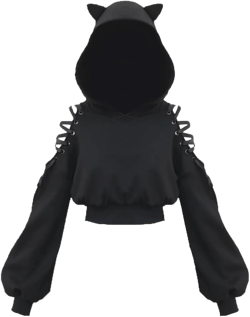 LAFOURAM Womens Cute Funny Cat Ear Hoodie Pullover Graphic Long Sleeve Crop Top Cold Shoulder Y2K Sweatshirt X-Large Black