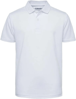 IZOD Girls' School Uniform Adaptive Long Sleeve Polo Shirt, Velcro Closure & Faux Buttons, Comfortable Interlock Fabric 6 White