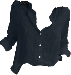 Womens Pure Color Cotton Linen Shirts Roll Up Long Sleeve Buttons Lapel Tunic Blouses Loose Casual Shirt Tops XX-Large Black