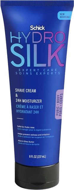 Schick Hydro Silk Shave Cream & 24-Hour Moisturizer | Pubic Hair Shave Cream for Women and Bikini Area Moisturizer, Shaving Cream for Women Sensitive Skin, 8 fluid oz
