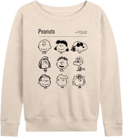 Peanuts - Snoopy and Friends - Women's Lightweight French Terry Long Sleeve Shirt 3X Snoopy and Friends - Birch