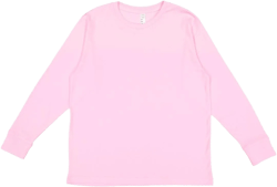 LAT Youth 100% Cotton Jersey Crew Neck Long Sleeve Tee (6201) Pink X-Large