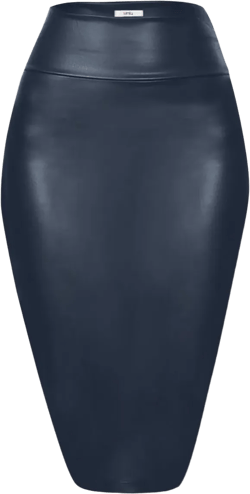 Faux Leather Skirts for Women High Waisted Leather Bodycon Pencil Skirt Large Navy Leather
