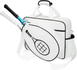 Tennis Bags Leather Tennis Racket Bag Women Tennis Tote Bag PU Sport Handbag Waterproof Lightweight Badminton Racket Shoulder Bag For 2 Rackets With Removable Shoulder Straps Outdoor White