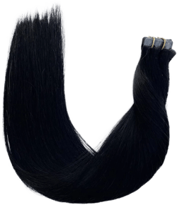 Jet Black Human Hair Extensions - Seamless Skin Weft Double Sided Tape in Adhesive Invisible 20 Pieces 60G/Pack 22Inch Straight Remy Real Hair for Women 22 Inch #1-Jet Black