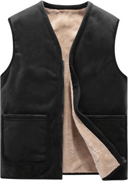 Flygo Mens Winter Sherpa Fleece Lined Vest Sleeveless Zip Up Warm Outdoor Travel Vest Jacket Large Black