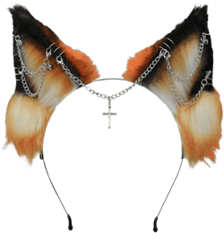 VIGVAN Handmade Wolf Fox Ears Animal Cosplay Cute Head Accessories for Halloween (Chain Orange)