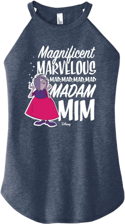 Disney The Sword and The Stone - MagnifiCan't Madam Mim - Juniors High Neck Tank Top Large Heather Blue