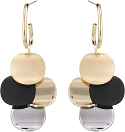 Black White Earrings for Women Teen Gifts Gold Plated Dangle Drop Fashion Geometric Statement Jewelry Black Gold