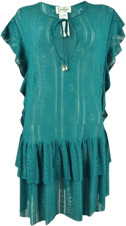Jessica Simpson Women's Ruffled Tunic Swim Top Cover-Up (S, Cameo)