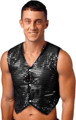 Men's Sequins Vest Top Shiny Party Nightclub Stylish Vest Waistcoat Party Dress Suit Vest Small Black