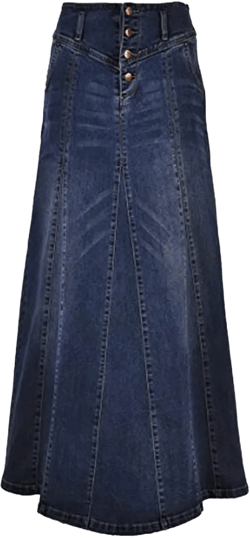 ebossy Women's High Rise Distressed Wash Denim Skirt A Line Swing Maxi Long Jean Skirts Large Dark Blue