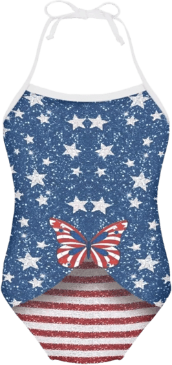 HUGS IDEA 3D Animal Print One Piece Swimsuit for 3Y-8Y Girls American Flag Butterfly 3-4T