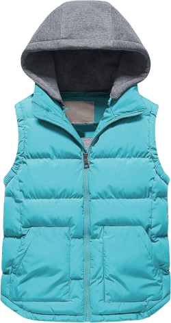 Pursky Girl's and Boy's Warm Puffer Vest Coat Water Resistant Sleeveless Jacket With Detachable Hood for 6-14Y 8-9 Years Blue