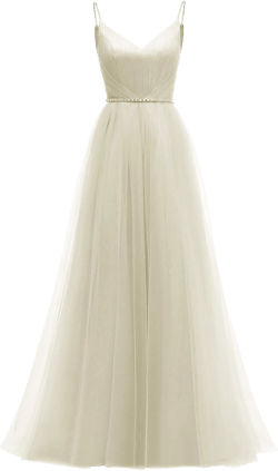 Spaghetti Straps Tulle Bridesmaid Dresses Long for Women V-Neck Beaded Belt Ruched Evening Wedding Prom Ball Gown 22 Champagne