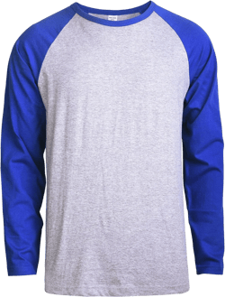 TOP PRO Men's Full Length Sleeve Raglan Cotton Baseball Tee Shirt 3X-Large Royal Blue/Heather Gray