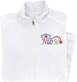 NACRE APPAREL Nurse Full-Zip Jacket for Women Embroidered Nurse Jacket Medical Lightweight Nursing Jacket X-Small White