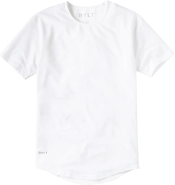 Mens Drop-Cut Men's T Shirt, Plain Tshirts for Men, Drop Cut Basic Crewneck Tee, Wrinkle Resistant, Stretch Fit Large White