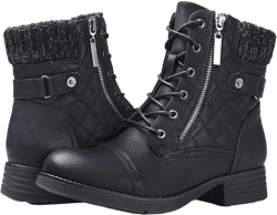 STQ Women's Combat Boots Lace up Ankle Booties 7 Black