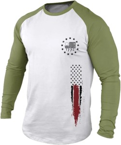 H HYFOL Men's Graphic T-Shirts USA Flag Cotton Long Sleeve American Patriotic Crewneck Regular Tee Shirts 27-olive Green Small