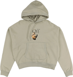 Off-White Beige Caravaggio Hand Off Logo Oversized Hoodie