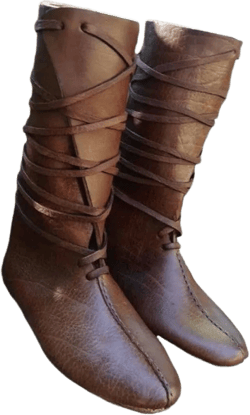 Renaissance Medieval Pirate Cosplay Halloween Boots Men Women PU Leather Mid Calf Lace Up Vintage Stage Viking Tied Shoes Brown