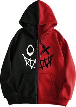 Men's Zip Up Hoodies Graphic Long Sleeve Pullover Hoodies Sweatshirt Western Streetwear Hoodies Small Black and Red