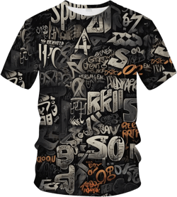 Men's Artist Street Letter Graffiti Markers T-Shirt Shirts 3D Printing Graffiti Graphic Shirt Tee Top