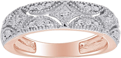 Sterling Silver Round Prong Set Moissanite, Natural Diamond And Lab Grown Diamond Accent Bridal Wedding Band Ring for her in 14K Gold Over Sterling Silver, Jewelry gift for Women Ring Size-8.5 Lab Grown Diamond Rose Gold