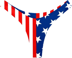 SherryDC Women's Sexy Cheeky Thong Brazilian Cut Low Rise High Leg Bikini Bottom National Flag Large