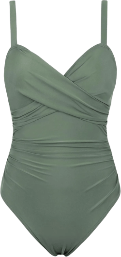 Hilor Women's Underwire One Piece Swimsuits Criss Cross Push Up Bathing Suit Retro Ruched Tummy Control Swimwear 8 Army Green