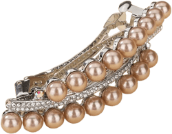 Chargances Vintage Pearl Hair Clips Rhinestone Hair Barrette French Crystal Double Clasp Barrette Decorative Wedding Bridal Hair Accessories for Women Girls (Champagne)