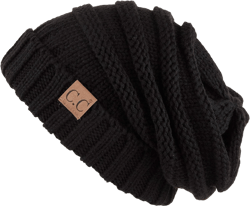 C.C Hatsandscarf Exclusives Unisex Beanie Oversized Slouchy Cable Knit Beanie (HAT-100) (Black Solid) at Amazon Women’s Clothing store