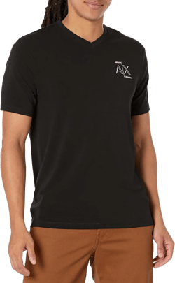 Armani Exchange Men's Slim Fit V Neck Stretch Cotton Jersey Logo Tee X-Large Black