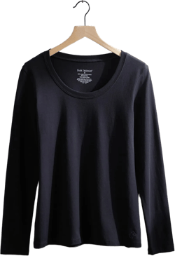Women's Organic Pima Cotton Long Sleeve Scoop Neck Tee Medium Black
