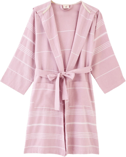 Vi’Cotton Hooded Robe-Soft Fleece Bathrobe for Women and Men,Luxury Shower and Bath Robe with Hood,Quick Dry Cotton Robe Small-Medium Pink / Striped